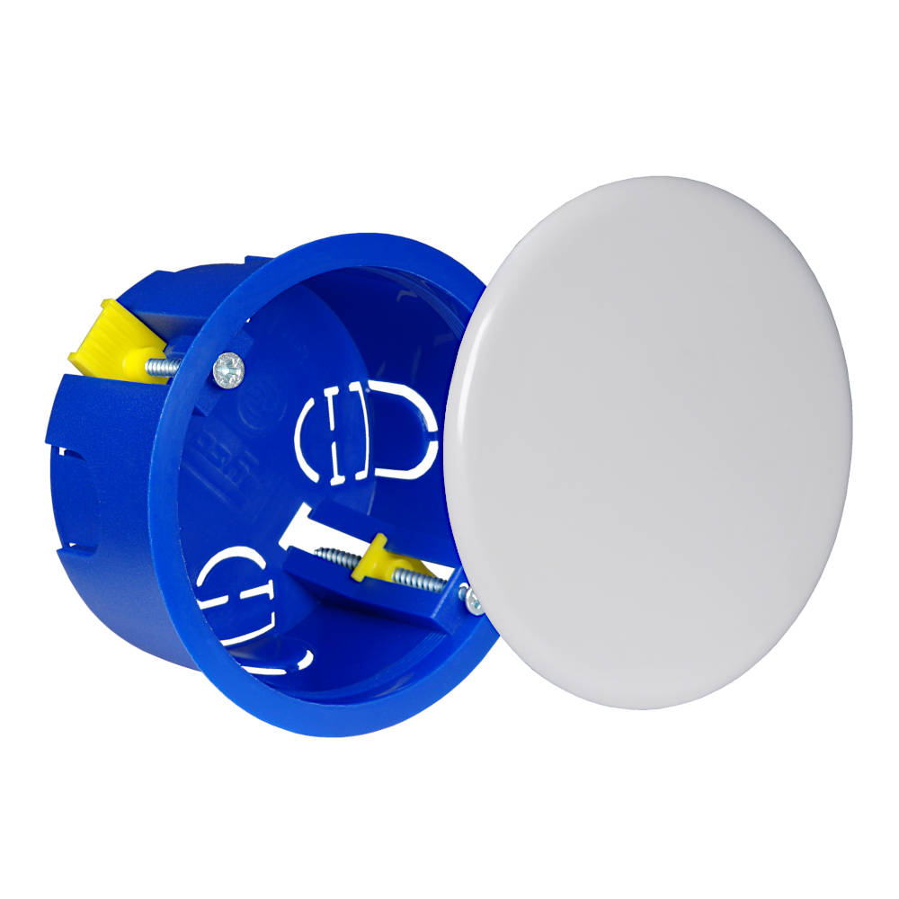 10174 Тусо Распаячная коробка ГСК с/у с крышкой d 80, гл. 45, синяя